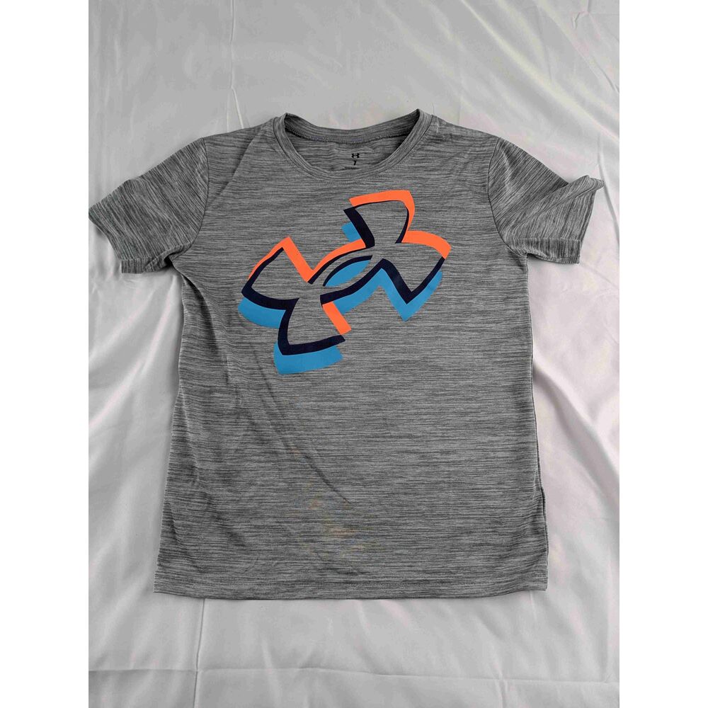 Under Armour Gray Short Sleeve Crew Neck Graphic Print T Shirt Boys 7